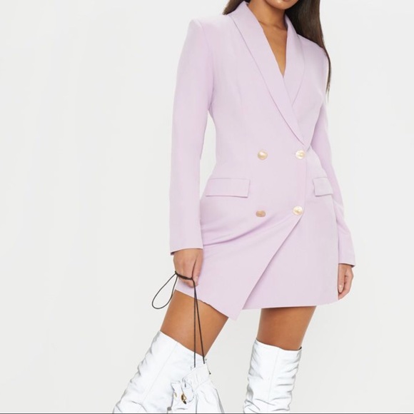 PrettyLittleThing Dresses & Skirts - Lilac Gold Button Blazer Dress